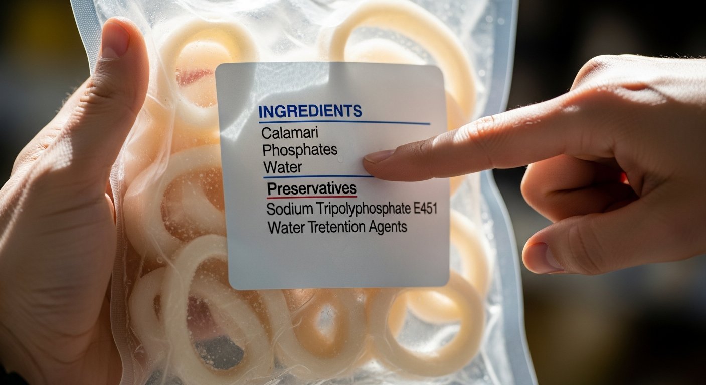 Leggere l'etichetta dei calamari surgelati